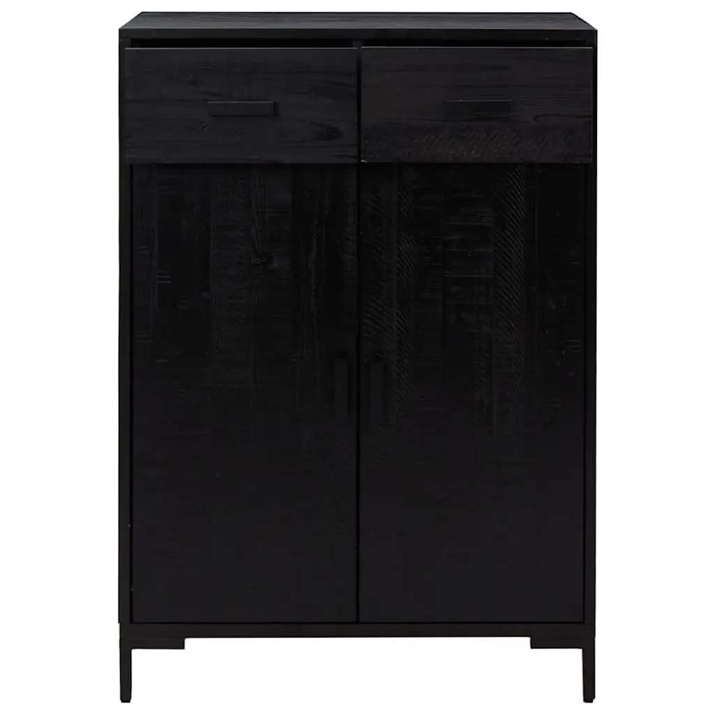 Shoe Rack Black 75x40x110 cm Wooden Storage Cabinet 2 Drawers 2 Compartments