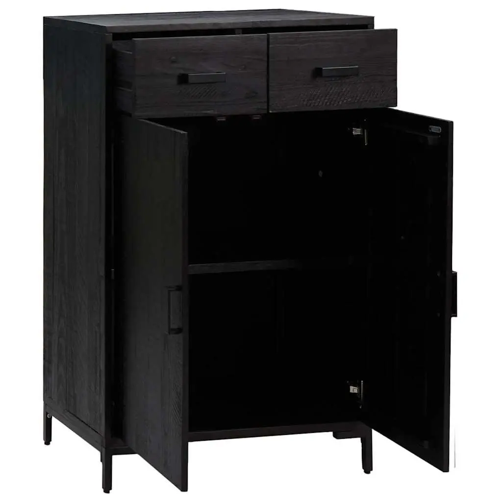 Shoe Rack Black 75x40x110 cm Wooden Storage Cabinet 2 Drawers 2 Compartments
