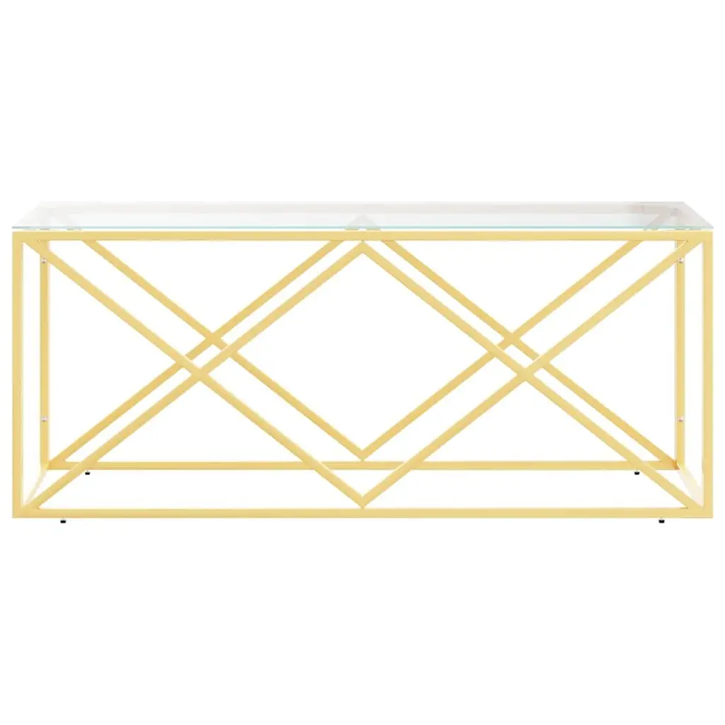 Coffee Table Gold Frame Glass Top Living Room Accent Furniture Side Couch Table