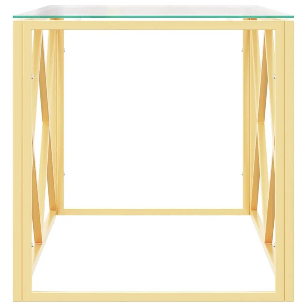Coffee Table Gold Frame Glass Top Living Room Accent Furniture Side Couch Table