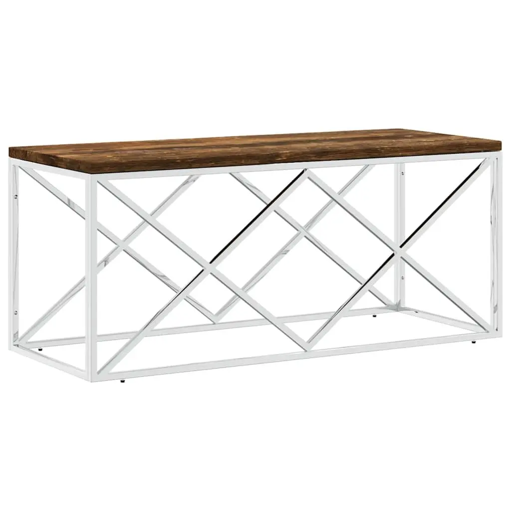 Coffee Table Living Room Solid Reclaimed Wood Stainless Steel Frame