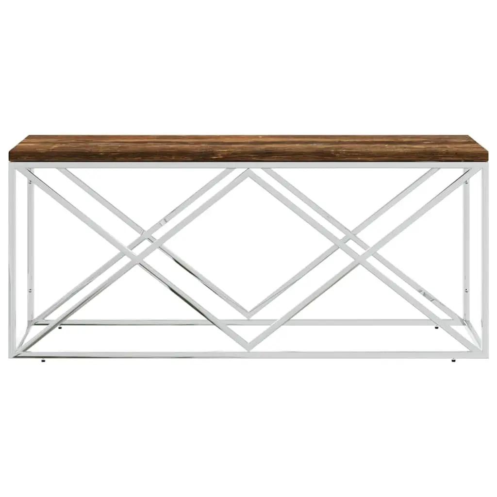 Coffee Table Living Room Solid Reclaimed Wood Stainless Steel Frame