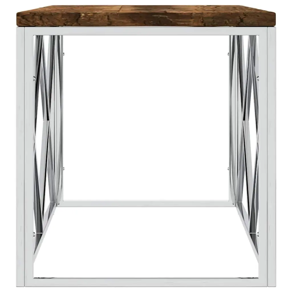 Coffee Table Living Room Solid Reclaimed Wood Stainless Steel Frame