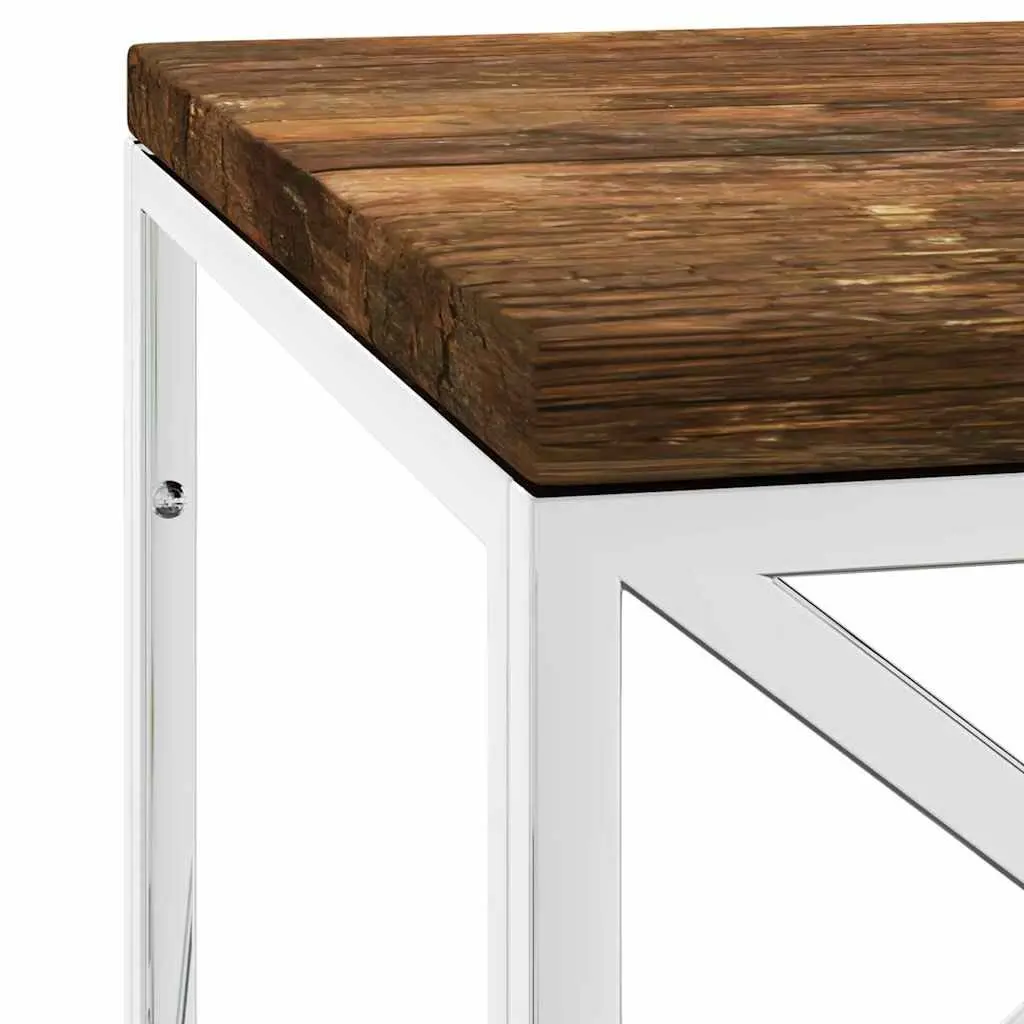 Coffee Table Living Room Solid Reclaimed Wood Stainless Steel Frame