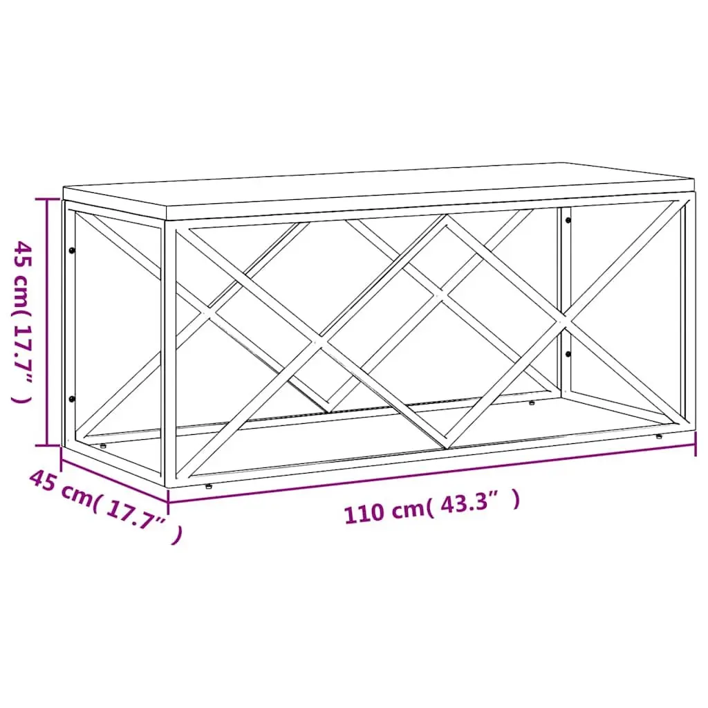 Coffee Table Living Room Solid Reclaimed Wood Stainless Steel Frame