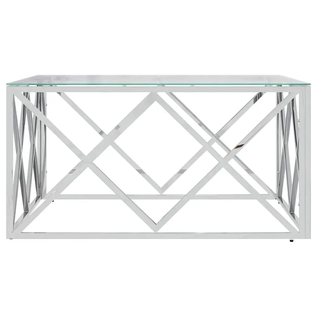 Coffee Table 80x80x40 cm Silver Glass Top Side End Living Room Furniture