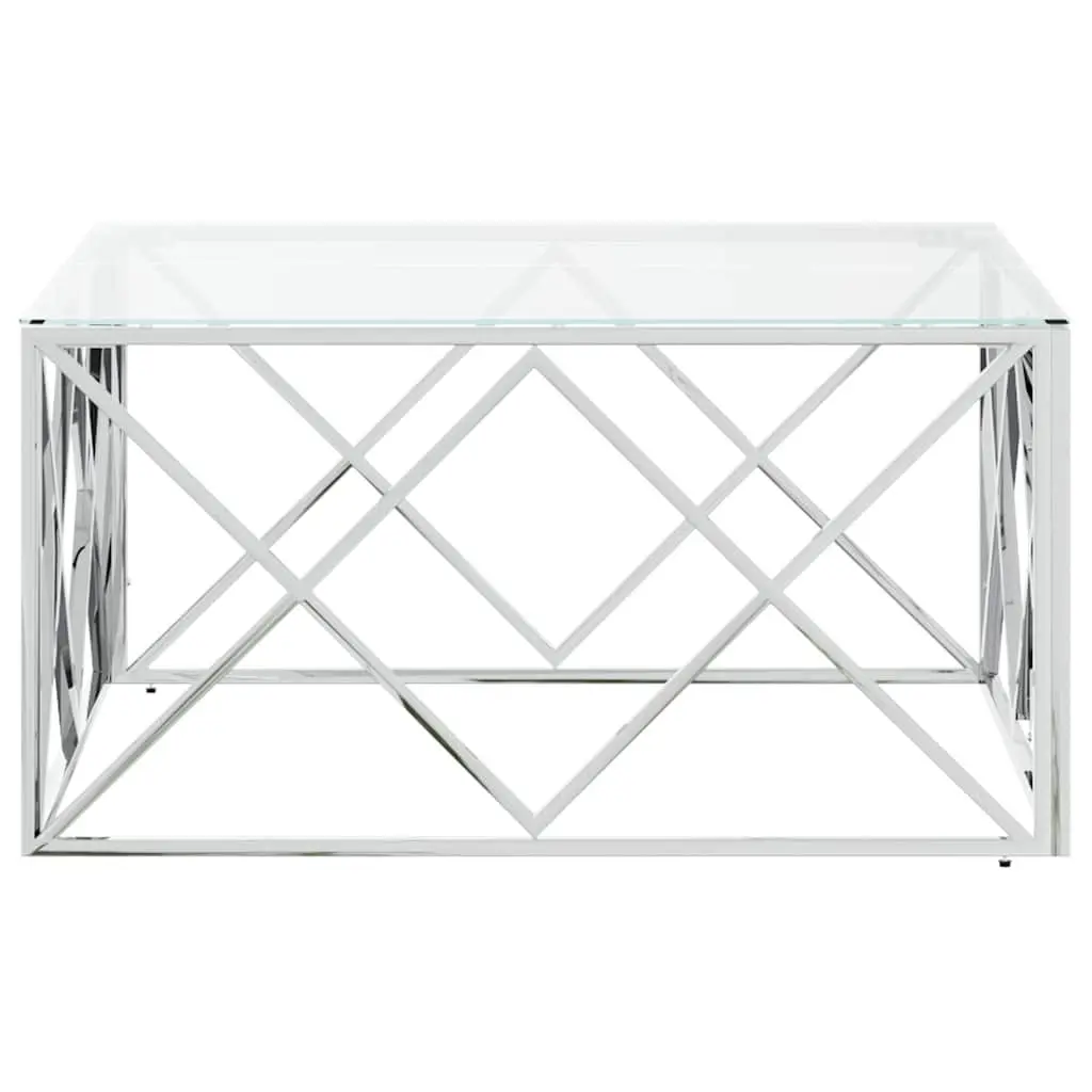 Coffee Table 80x80x40 cm Silver Glass Top Side End Living Room Furniture