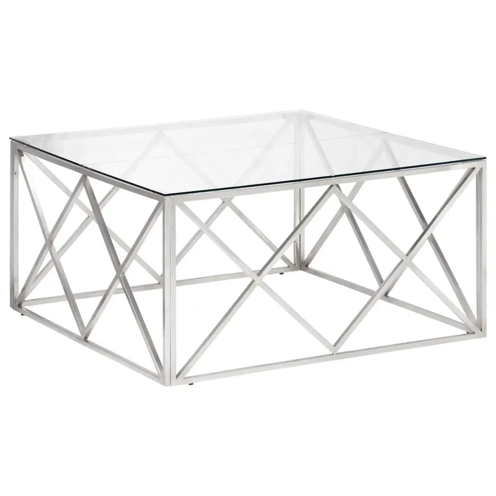 Stainless Steel Frame Coffee Table with Glass Surface