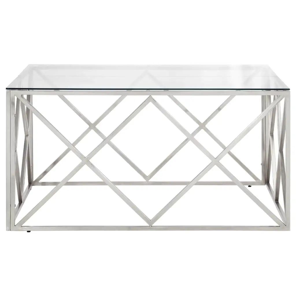 Stainless Steel Frame Coffee Table with Glass Surface
