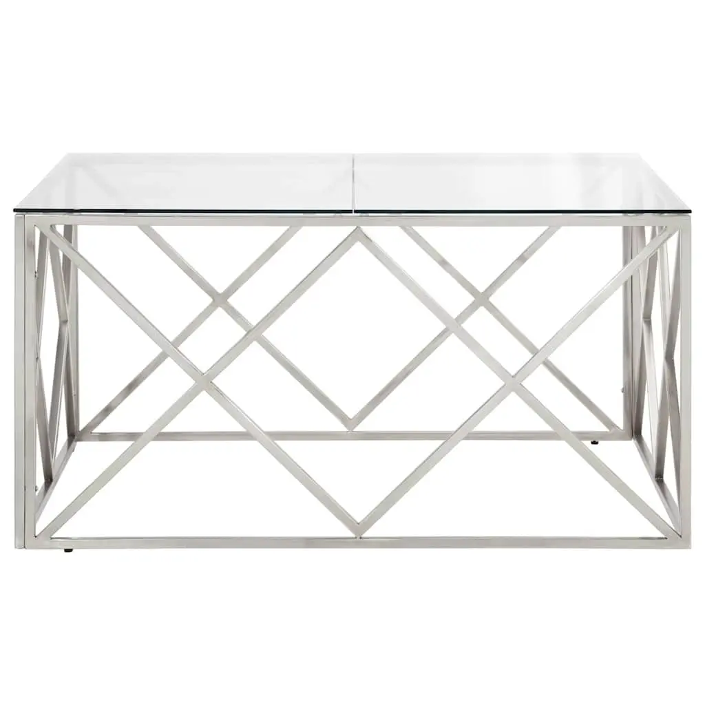 Stainless Steel Frame Coffee Table with Glass Surface