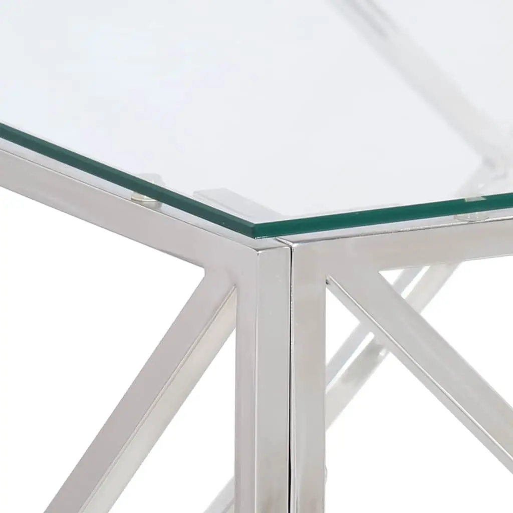 Stainless Steel Frame Coffee Table with Glass Surface