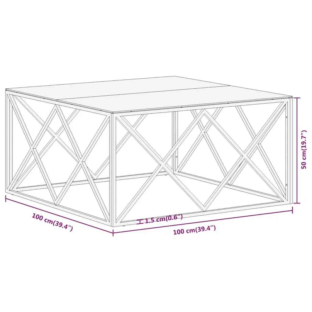 Stainless Steel Frame Coffee Table with Glass Surface