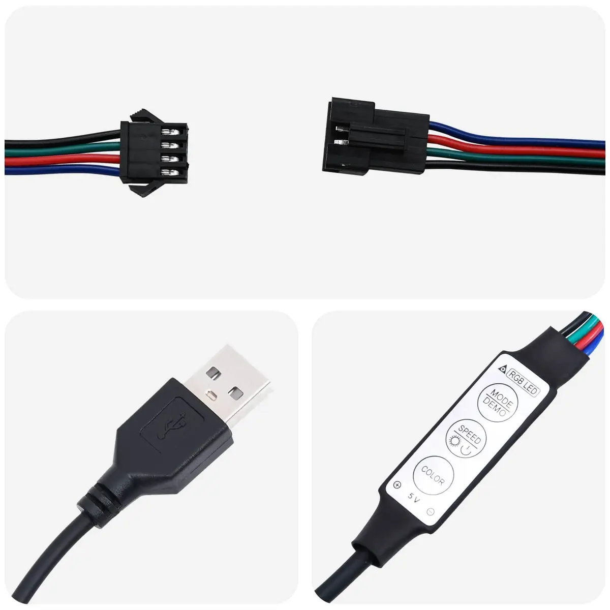 180cm Black USB LED Strip Lights
