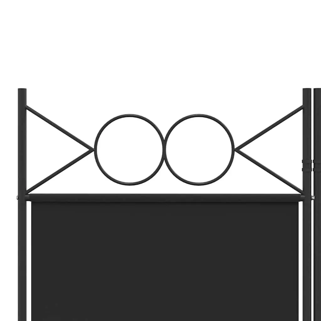 4-Panel Room Divider Screen Foldable Partition Wall Privacy Bedroom Fabric Black 160 x 200 cm