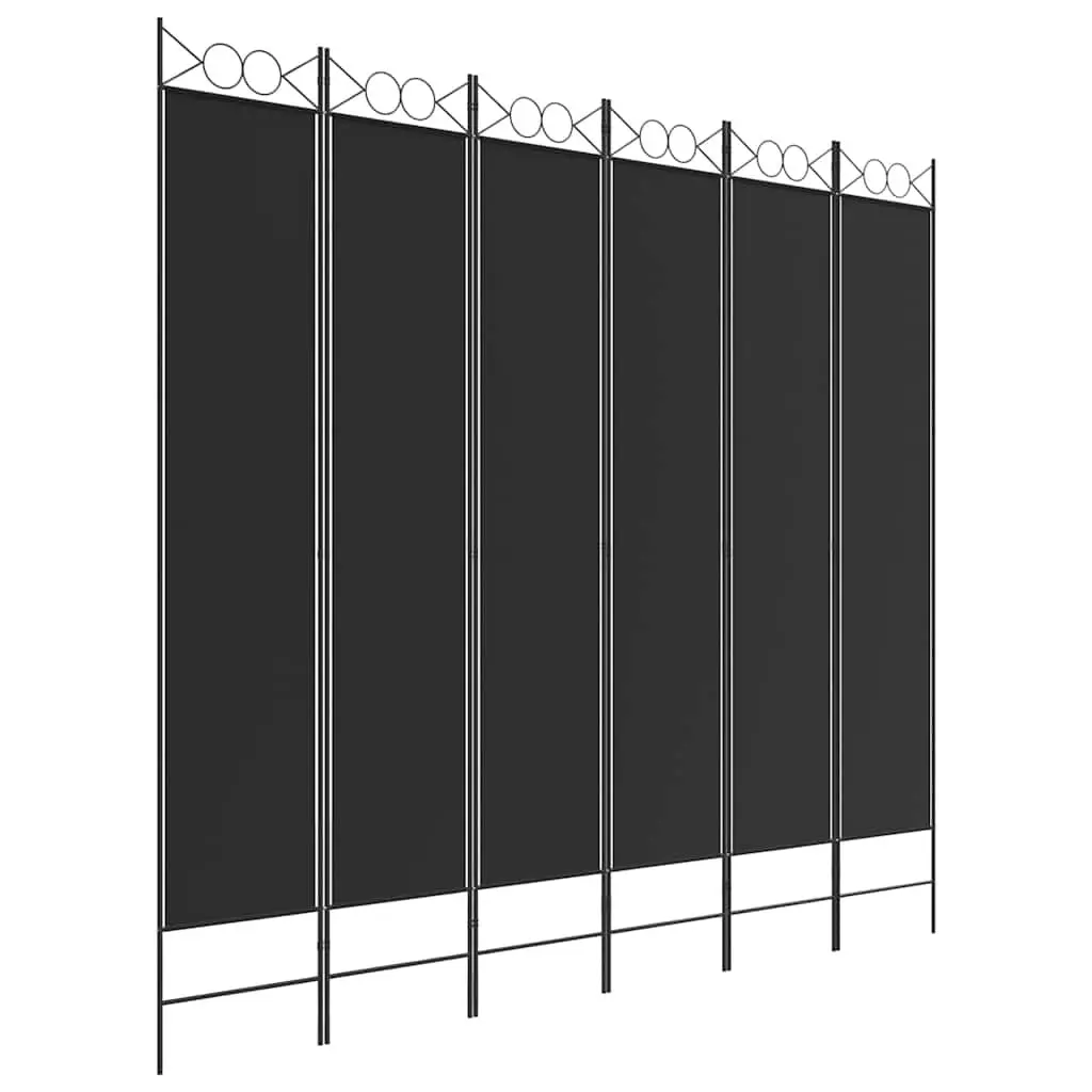 6-Panel Room Divider Screen Folding Partition Privacy Separator Black 240x220cm