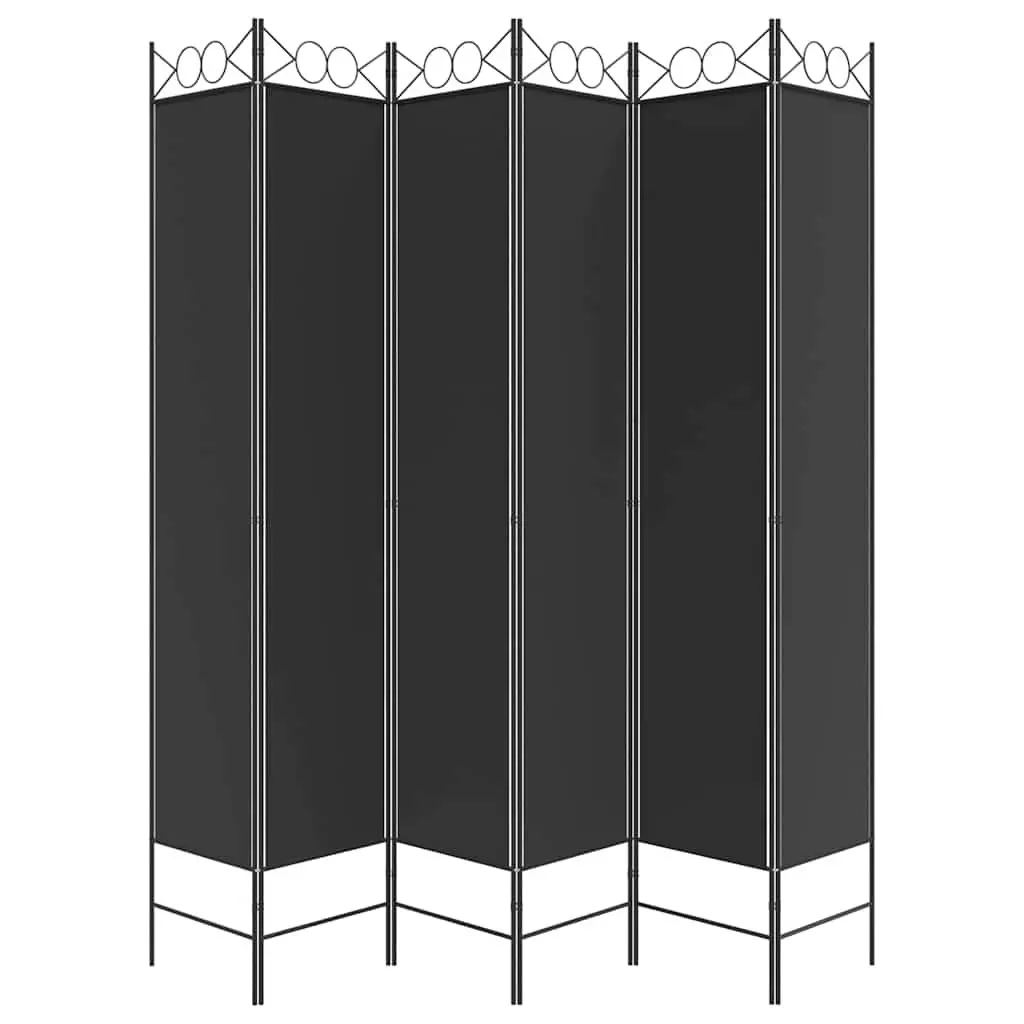 6-Panel Room Divider Screen Folding Partition Privacy Separator Black 240x220cm