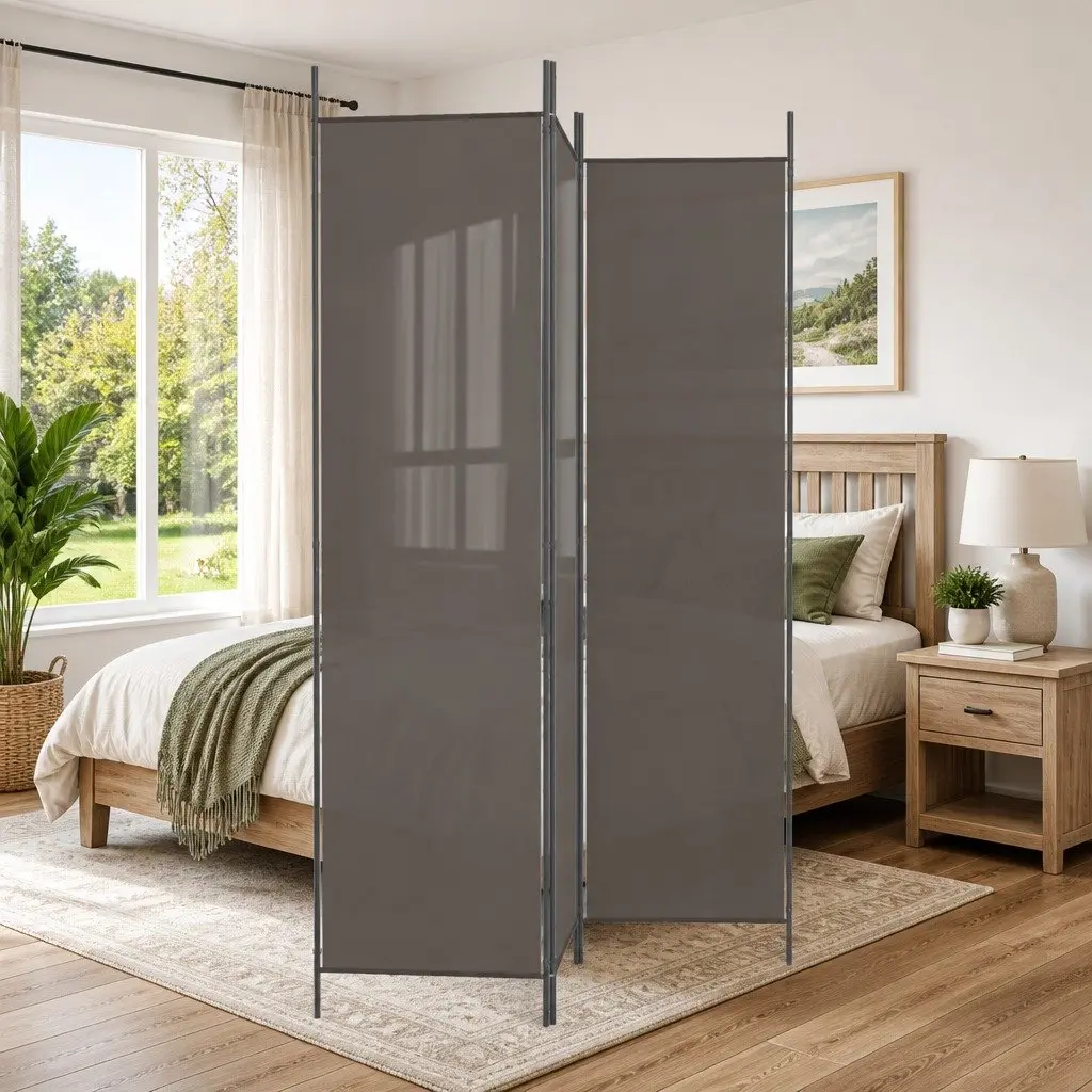 3-Panel Room Divider Folding Partition Screen Fabric Privacy Space Anthracite