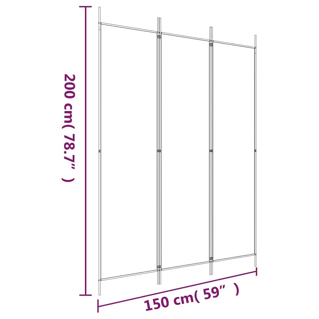 3-Panel Room Divider Folding Partition Screen Fabric Privacy Space Anthracite