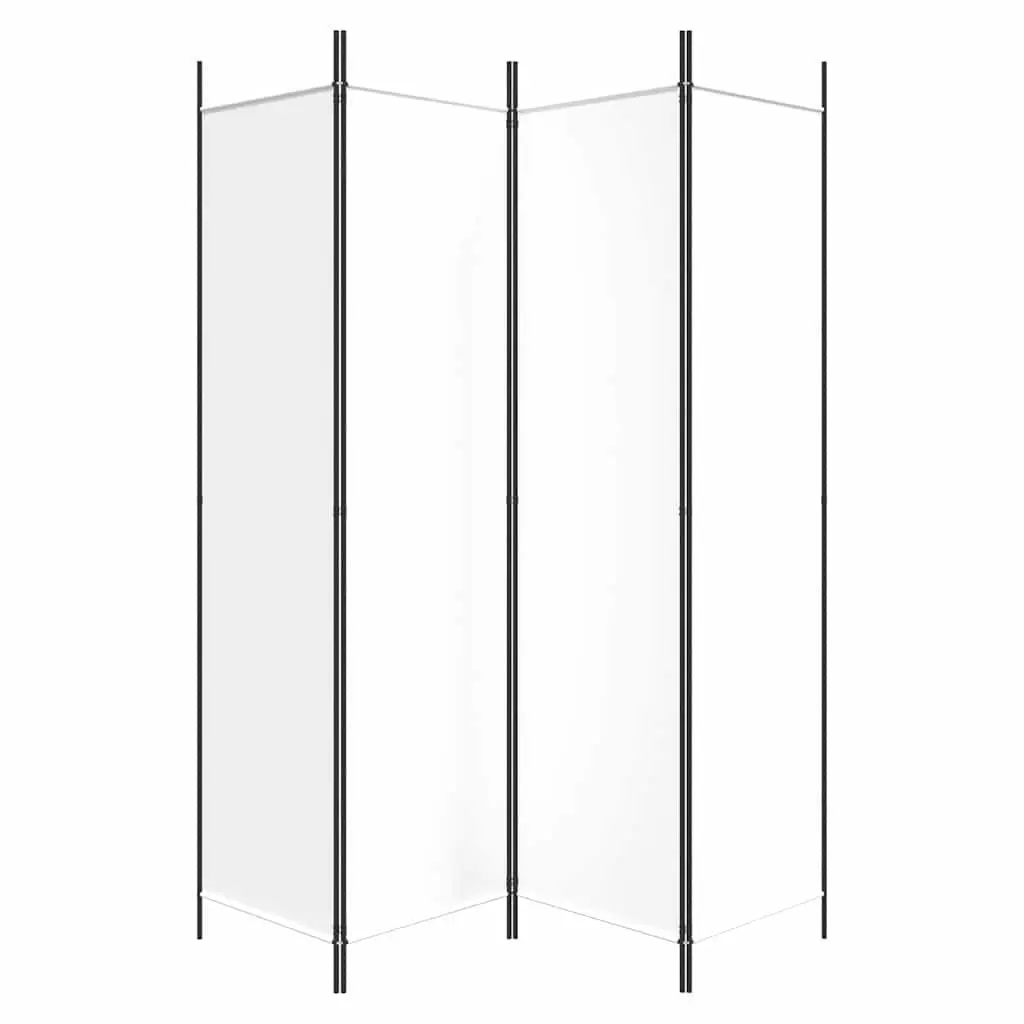 4-Panel Room Divider Screen for Bedroom Living Area 200 x 200 cm White Fabric Foldable Privacy Partition