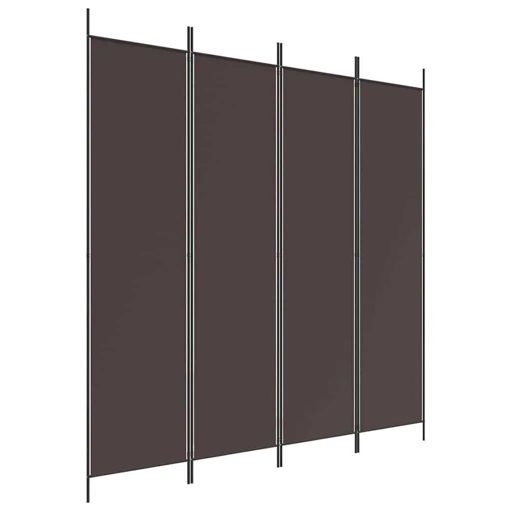 4-Panel Room Divider Screen Brown Fabric Foldable Privacy Partition Space