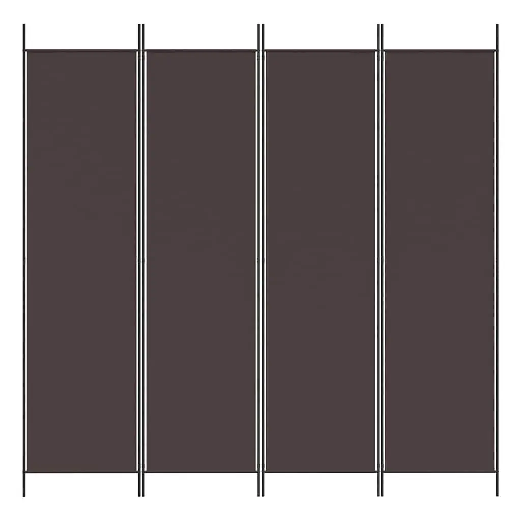4-Panel Room Divider Screen Brown Fabric Foldable Privacy Partition Space