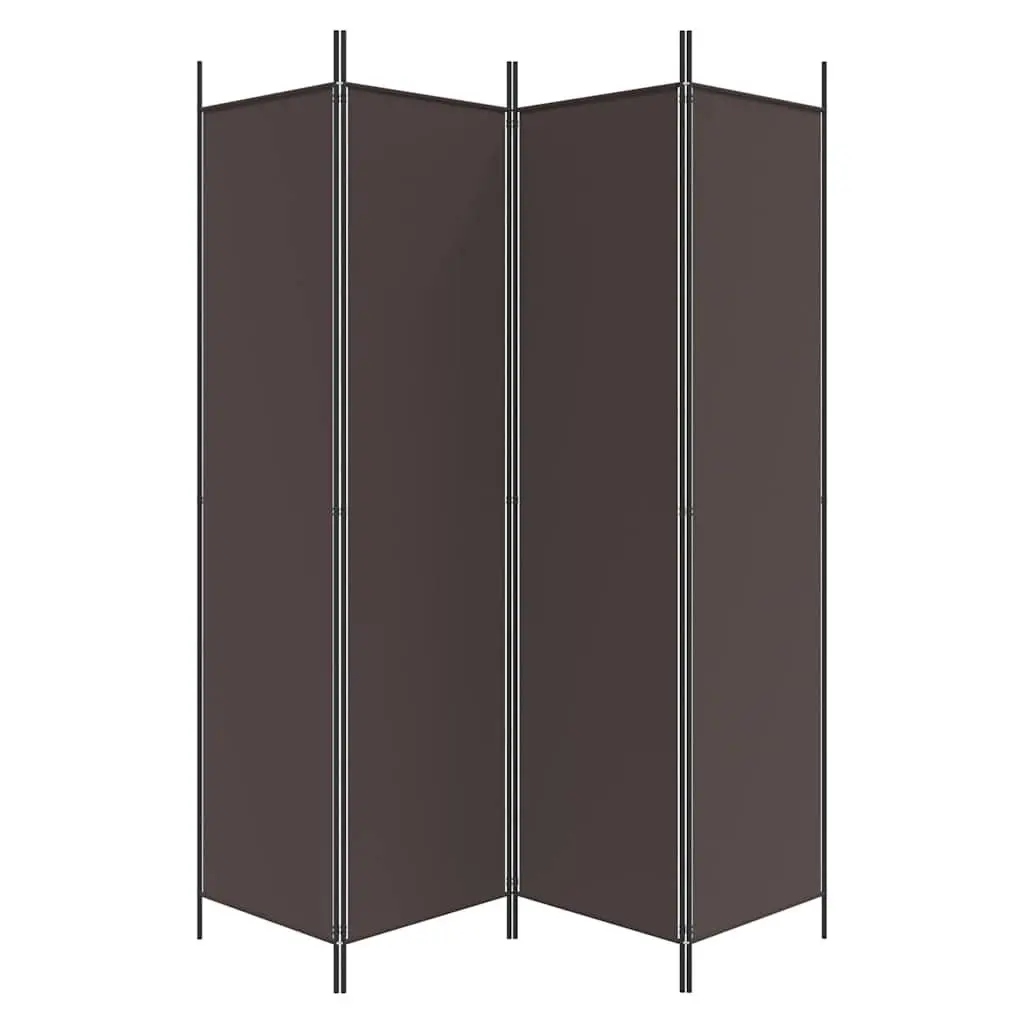 4-Panel Room Divider Screen Brown Fabric Foldable Privacy Partition Space