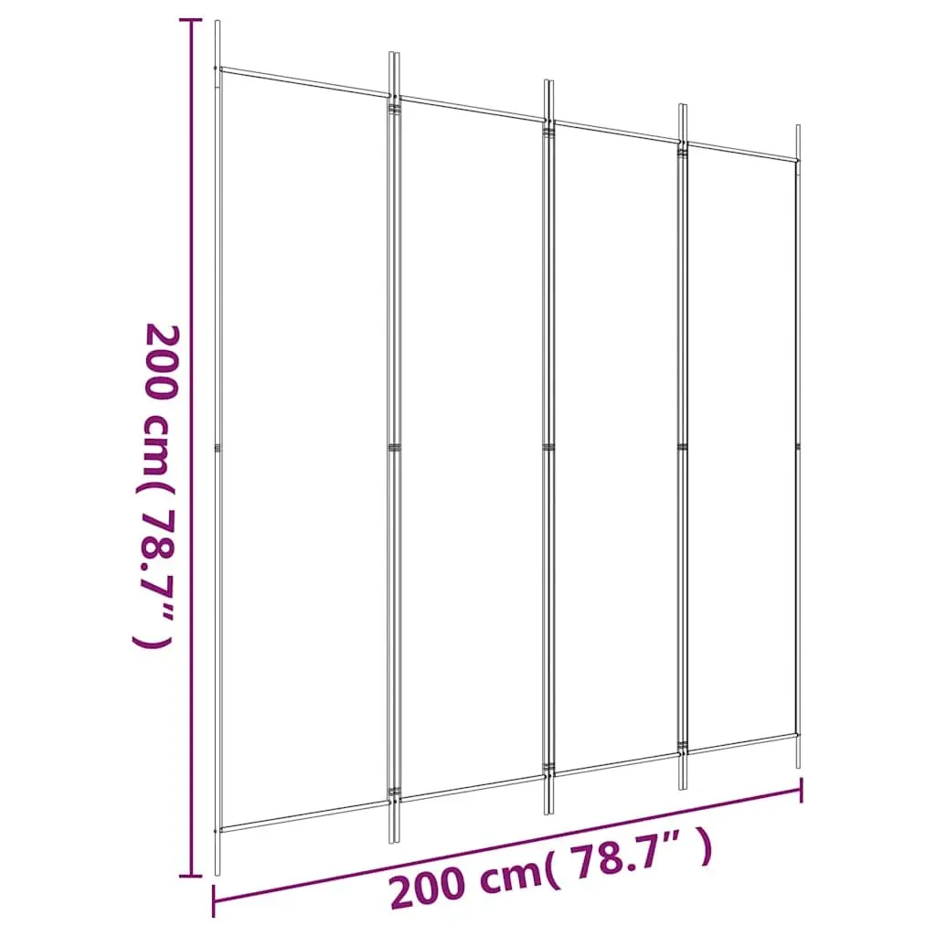 4-Panel Room Divider Screen Folding Partition Anthracite Privacy Divider Panel