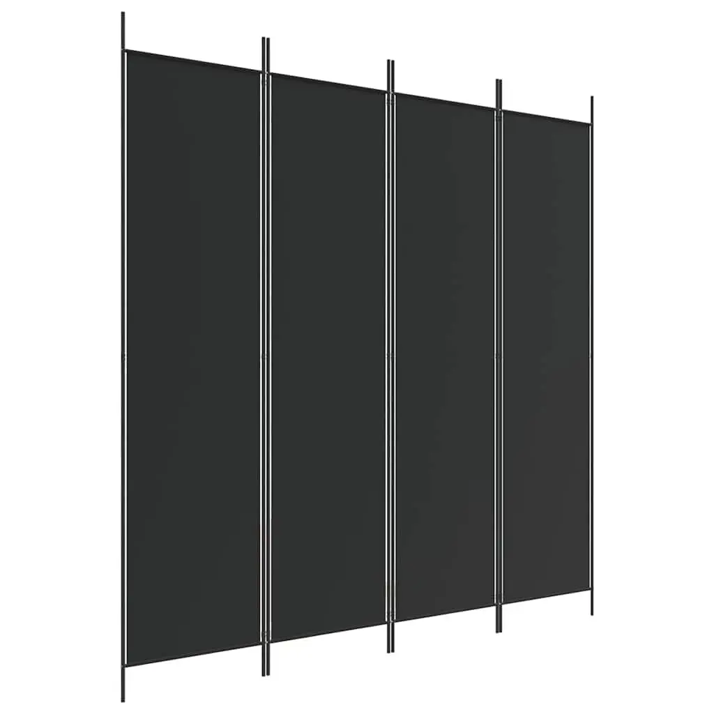 4-Panel Room Divider Screen Foldable Privacy Partition Black Fabric 200x200cm