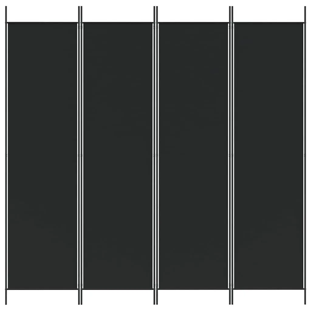 4-Panel Room Divider Screen Foldable Privacy Partition Black Fabric 200x200cm