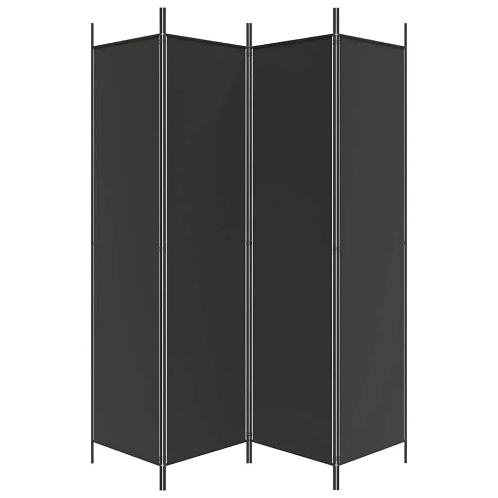4-Panel Room Divider Screen Foldable Privacy Partition Black Fabric 200x200cm