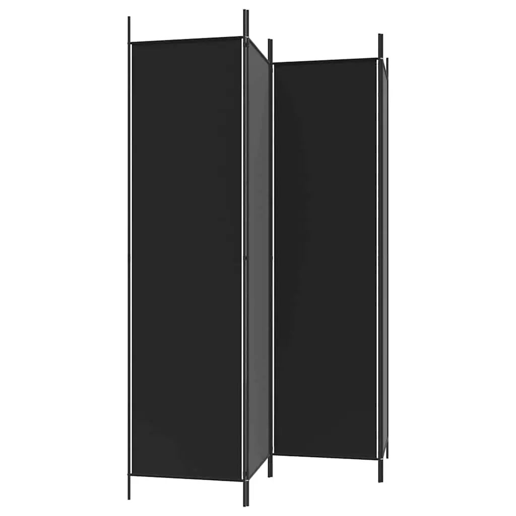 4-Panel Room Divider Screen Foldable Privacy Partition Black Fabric 200x200cm