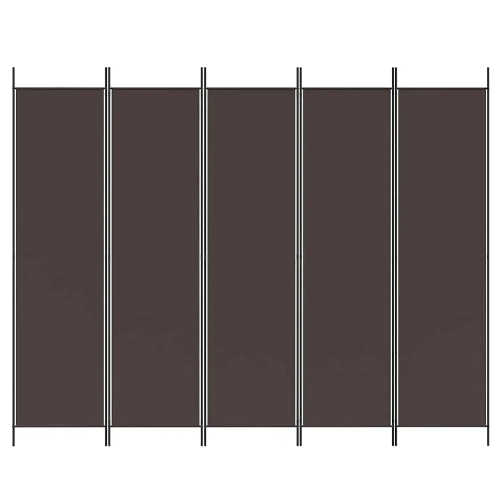 5-Panel Brown Room Divider Folding Screen