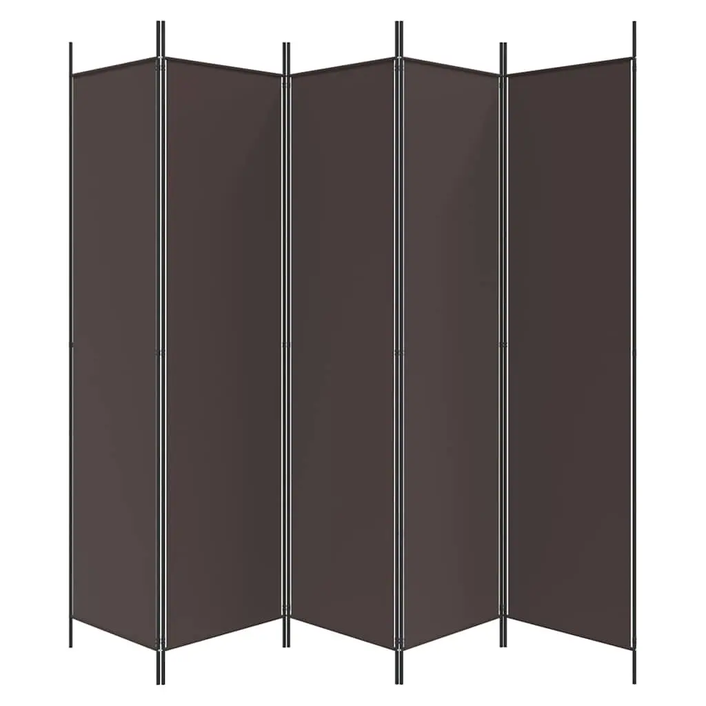 5-Panel Brown Room Divider Folding Screen
