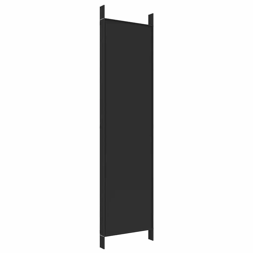 5-Panel Room Divider Folding Privacy Screen Space-Saving Partition Black Fabric
