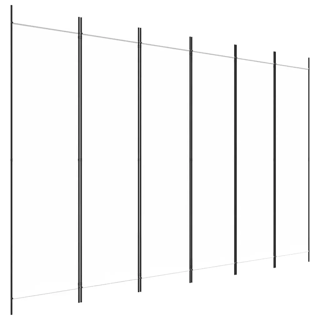 6-Panel Room Divider 300x200 cm White Folding Partition Privacy Screen