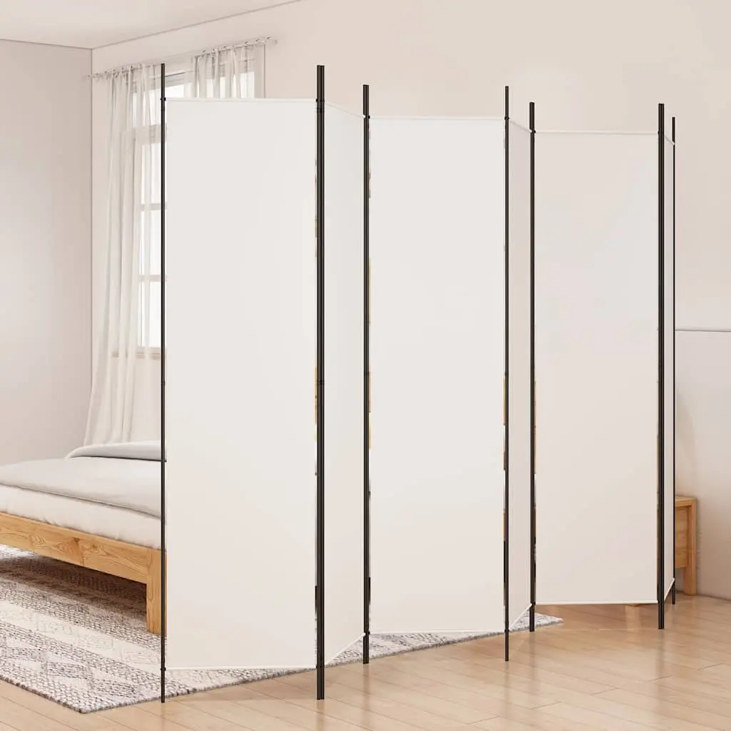 6-Panel Room Divider 300x200 cm White Folding Partition Privacy Screen