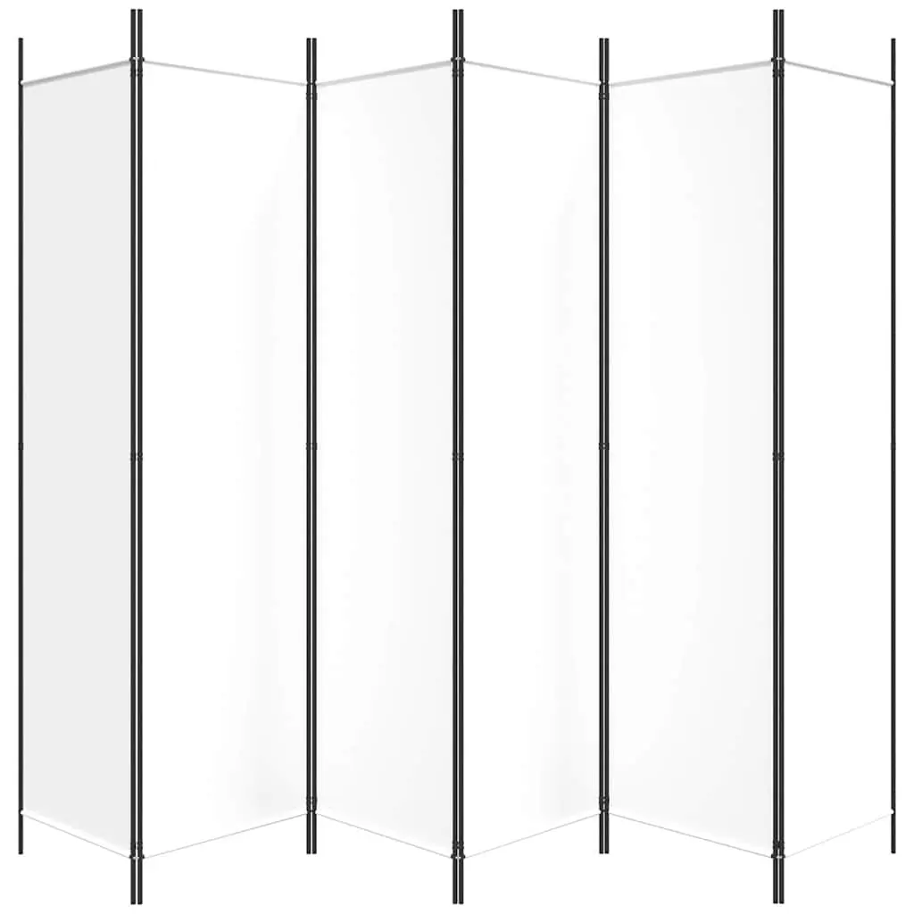 6-Panel Room Divider 300x200 cm White Folding Partition Privacy Screen