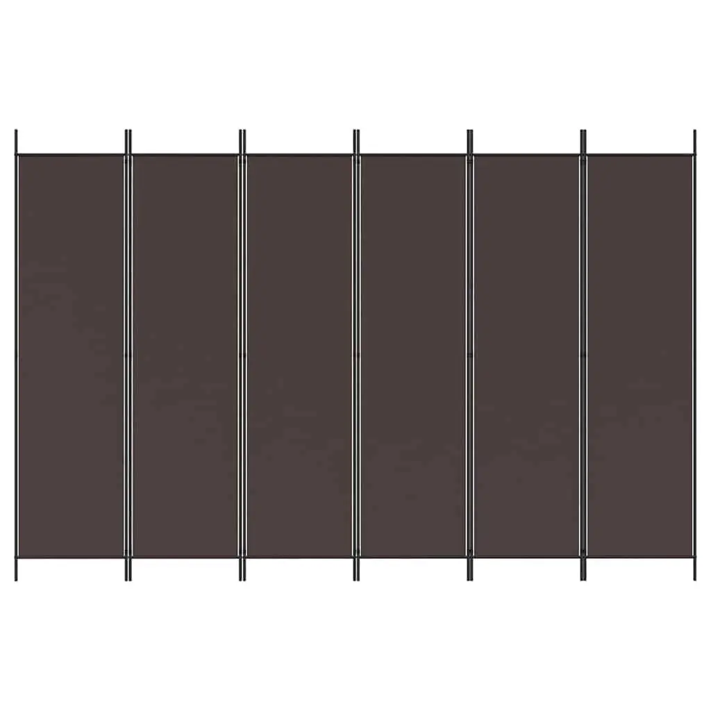 6-Panel Brown Fabric Room Divider