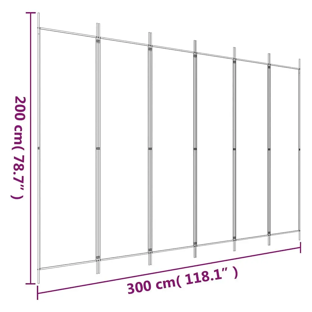 6-Panel Brown Fabric Room Divider