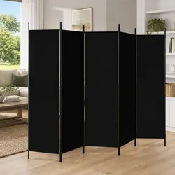 6-Panel Room Divider: 300x200cm, Iron Frame, Black