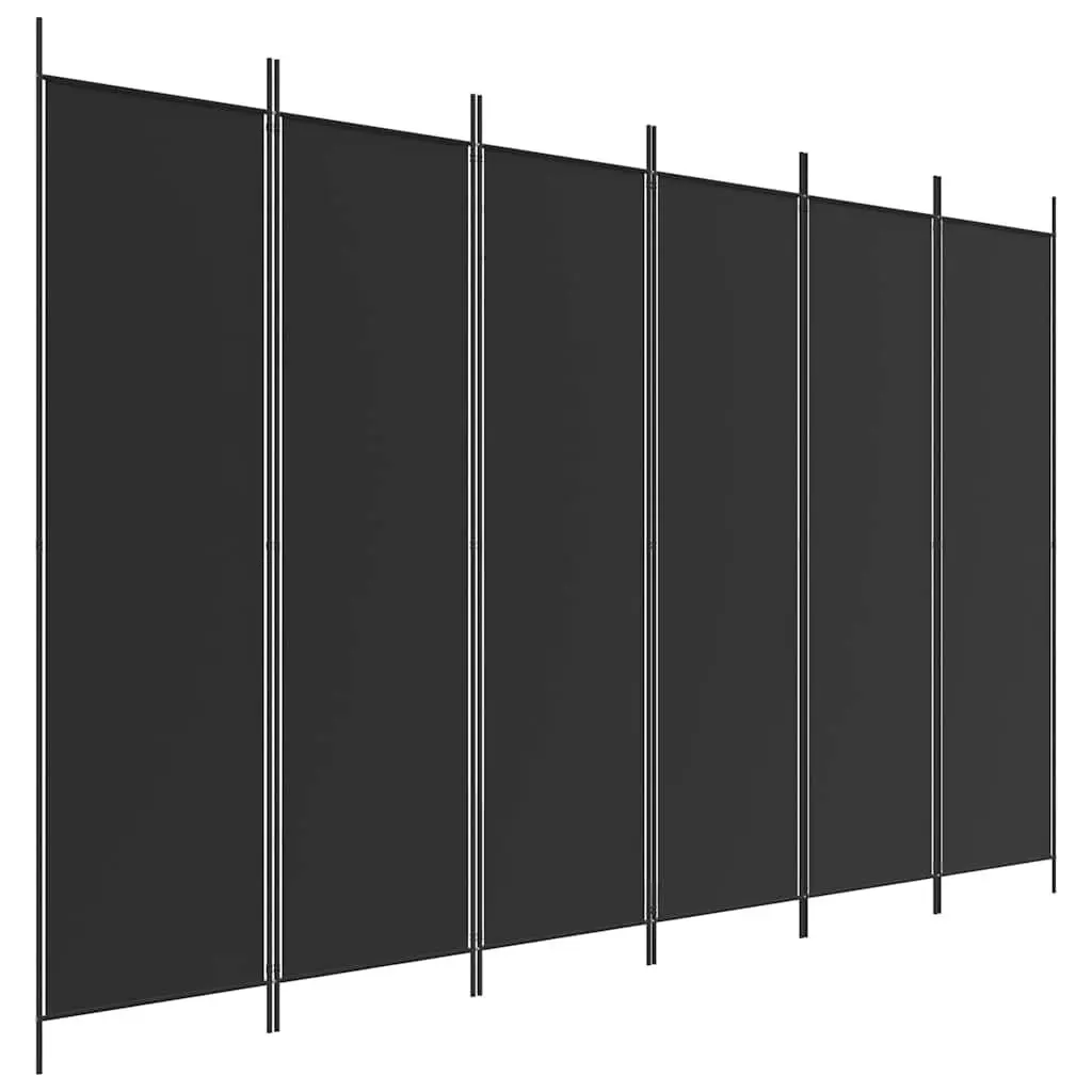 6-Panel Folding Room Divider Screen 300x200cm Black Privacy Partition