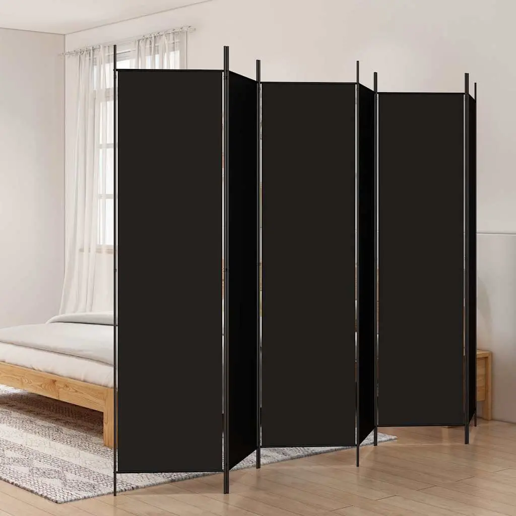 6-Panel Folding Room Divider Screen 300x200cm Black Privacy Partition