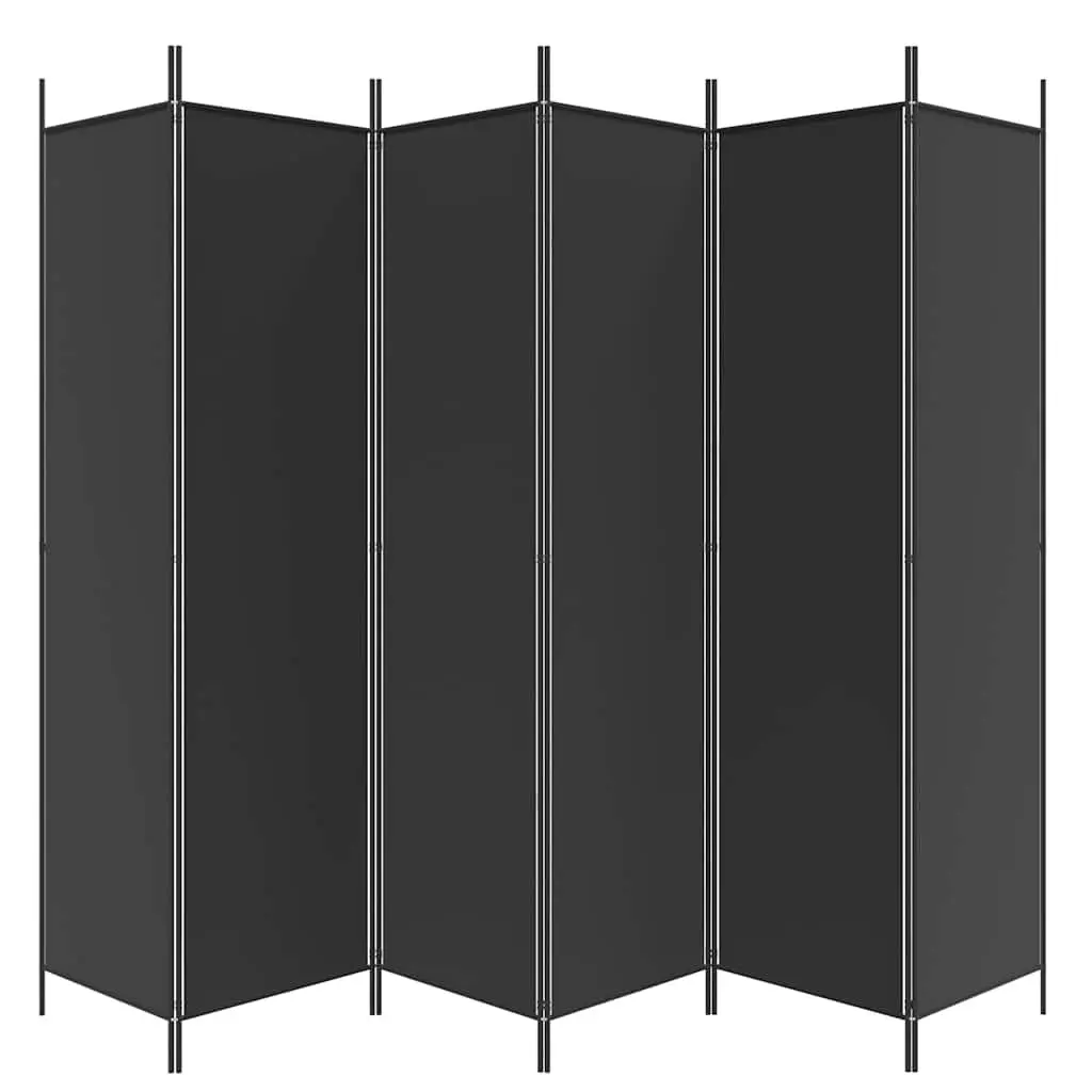 6-Panel Folding Room Divider Screen 300x200cm Black Privacy Partition
