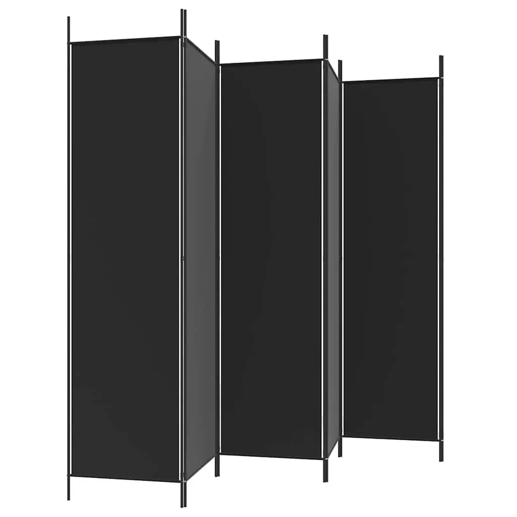 6-Panel Folding Room Divider Screen 300x200cm Black Privacy Partition