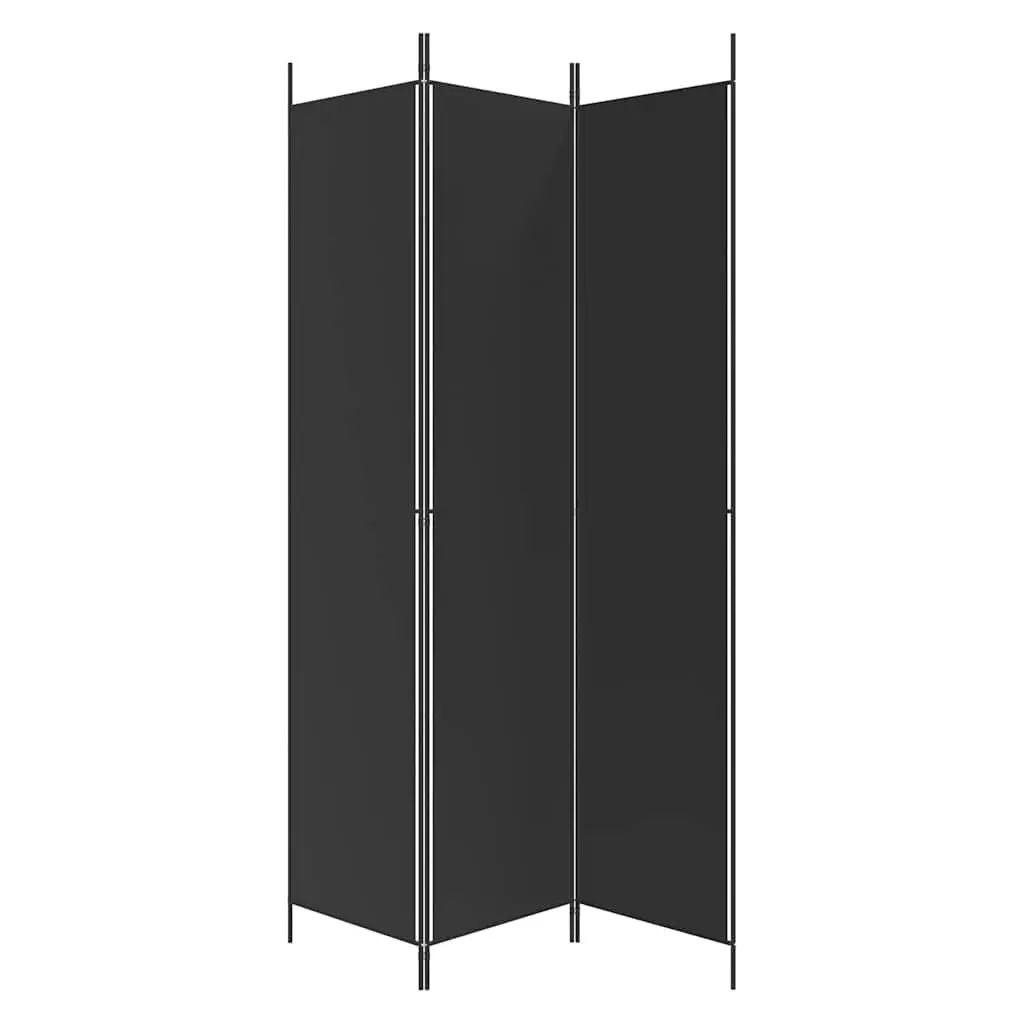 3-Panel Room Divider Screen Foldable Privacy Partition Fabric Black 150x220cm