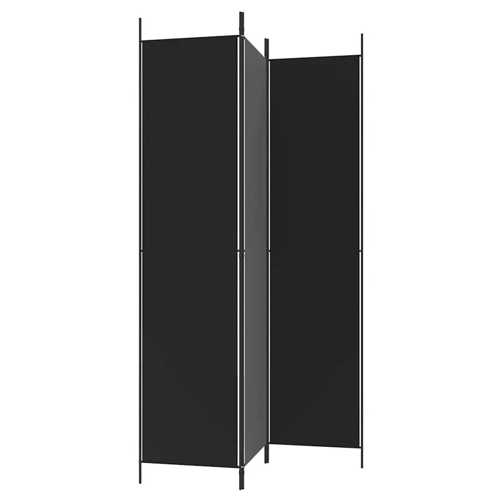 3-Panel Room Divider Screen Foldable Privacy Partition Fabric Black 150x220cm