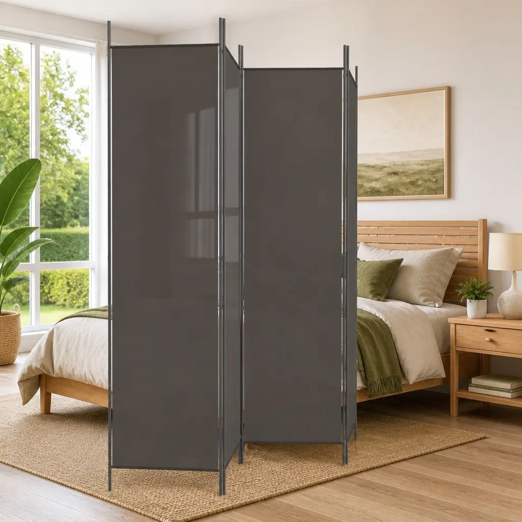 4-Panel Room Divider Anthracite Foldable Fabric Screen Partition Privacy Space
