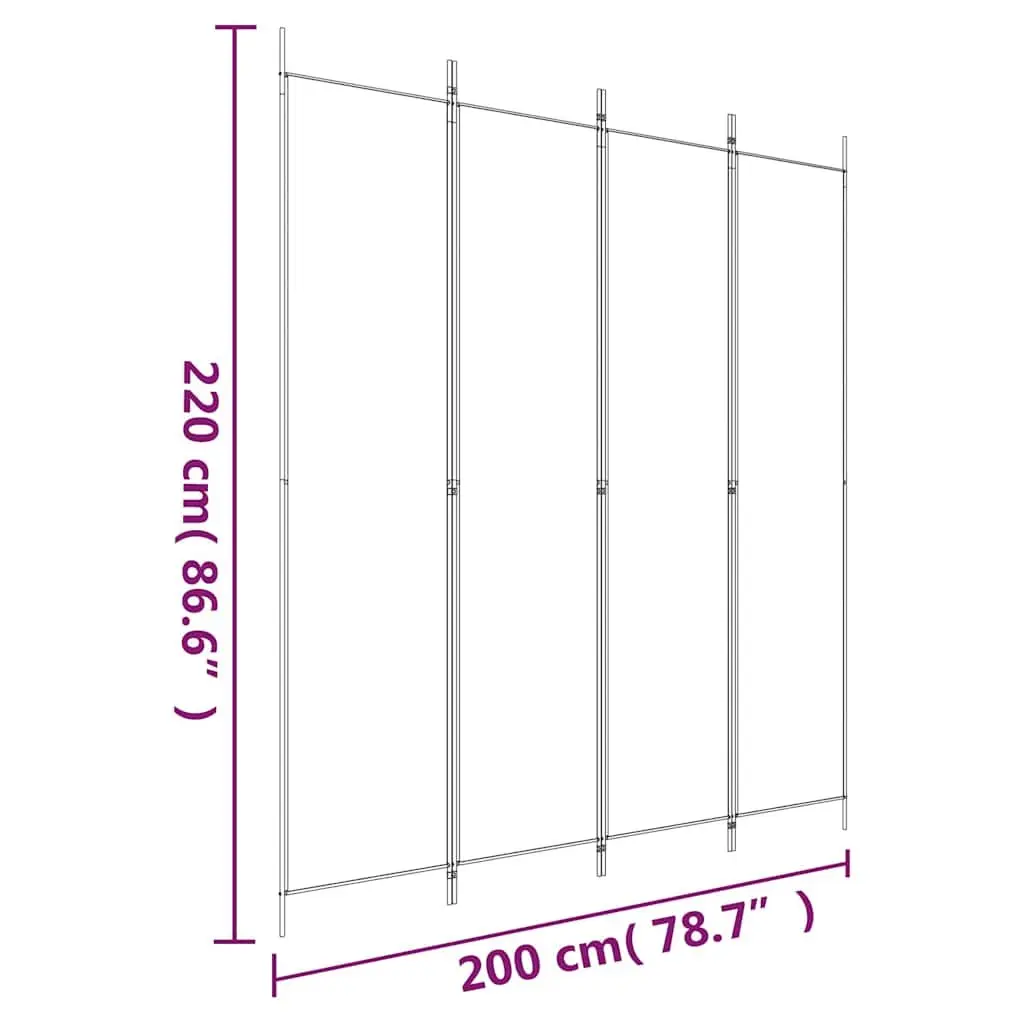 4-Panel Room Divider Anthracite Foldable Fabric Screen Partition Privacy Space