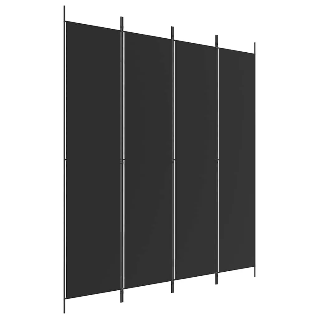 4-Panel Room Divider Screen for Bedroom Living Area 200x220 cm Black Fabric Foldable Privacy Partition