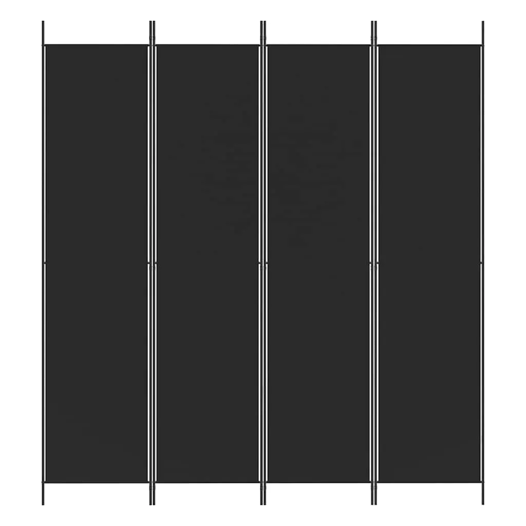 4-Panel Room Divider Screen for Bedroom Living Area 200x220 cm Black Fabric Foldable Privacy Partition